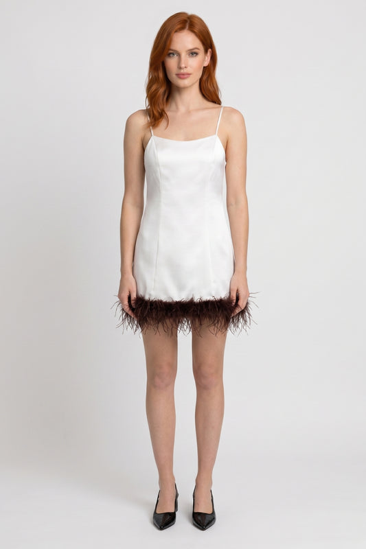 Mini Jurk Dames - Bandjes met Open Rug | Textuur Detail