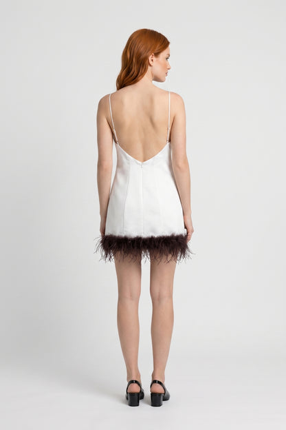 Mini Jurk Dames - Bandjes met Open Rug | Textuur Detail