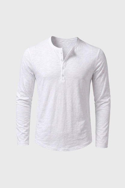 Henley Shirt Heren - Lange Mouw | Knoopsluiting