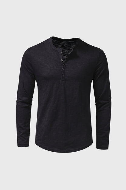 Henley Shirt Heren - Lange Mouw | Knoopsluiting