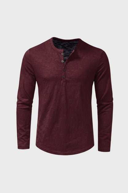 Henley Shirt Heren - Lange Mouw | Knoopsluiting