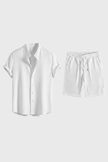 2-Delige Set Heren - Gestreept Overhemd met Korte Broek | Stijlvol