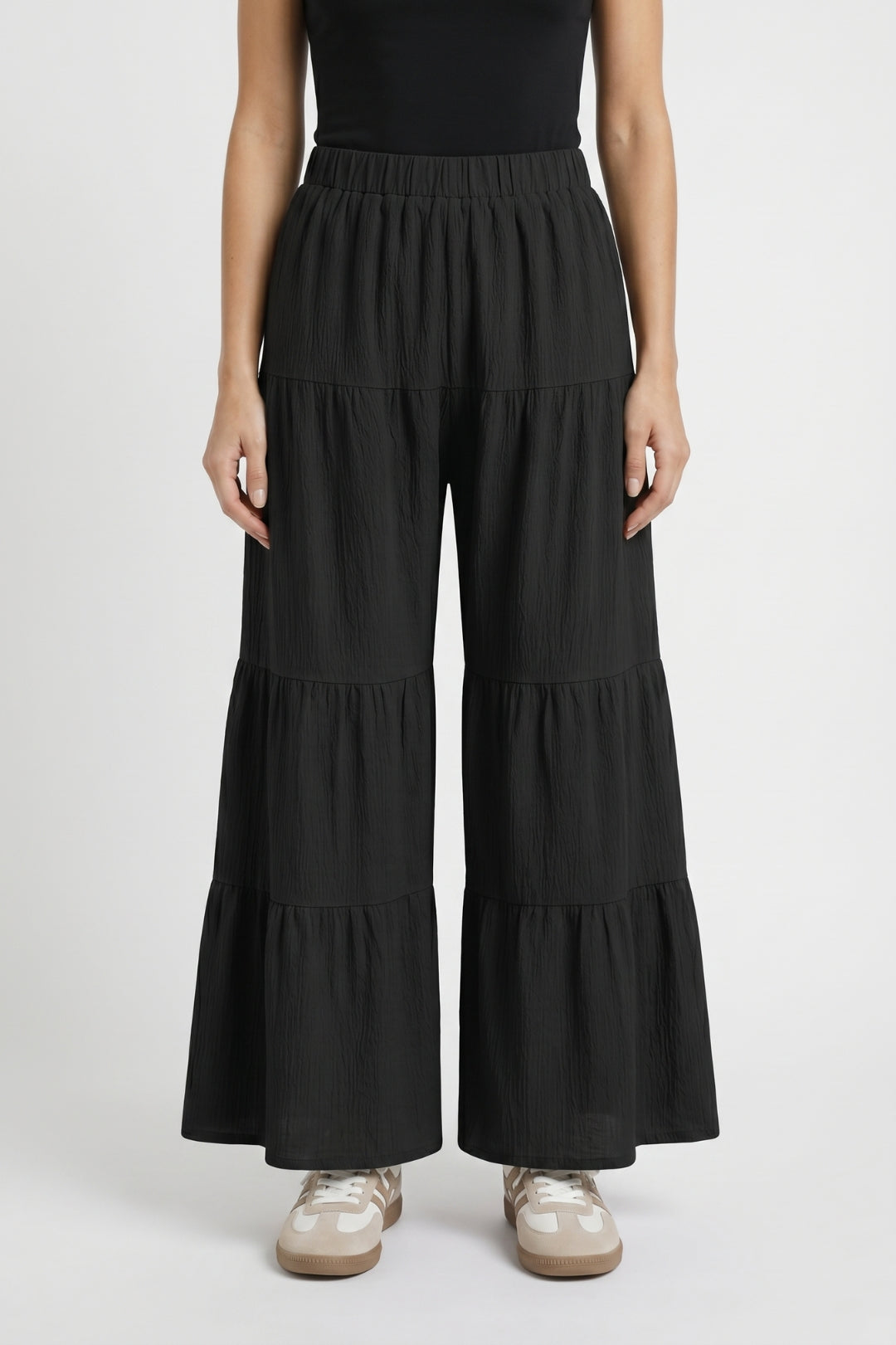 Wijde Broek Dames - Gelaagd met Elastische Taille | Getailleerd