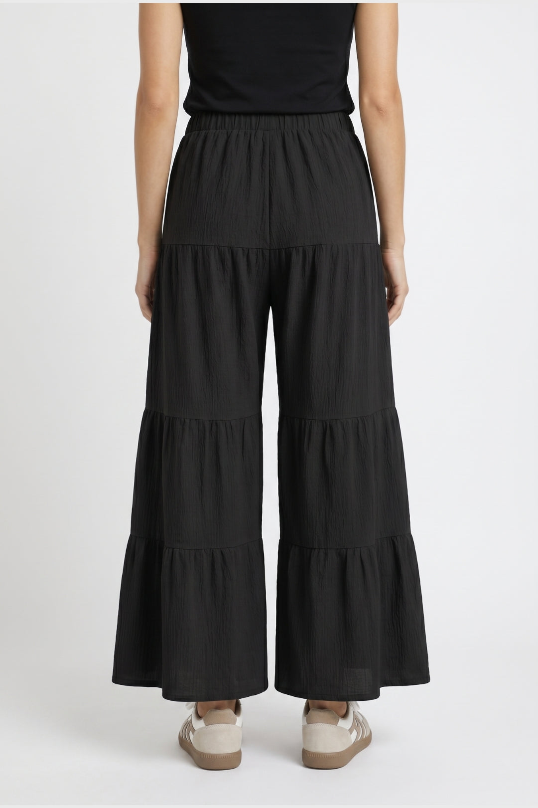 Wijde Broek Dames - Gelaagd met Elastische Taille | Getailleerd