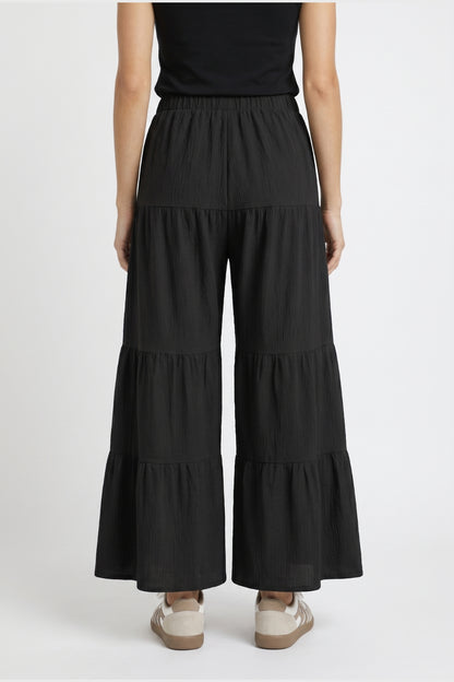 Wijde Broek Dames - Gelaagd met Elastische Taille | Getailleerd