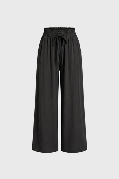 Wijde Broek Dames - Palazzo met Trekkoord | Hoge Taille