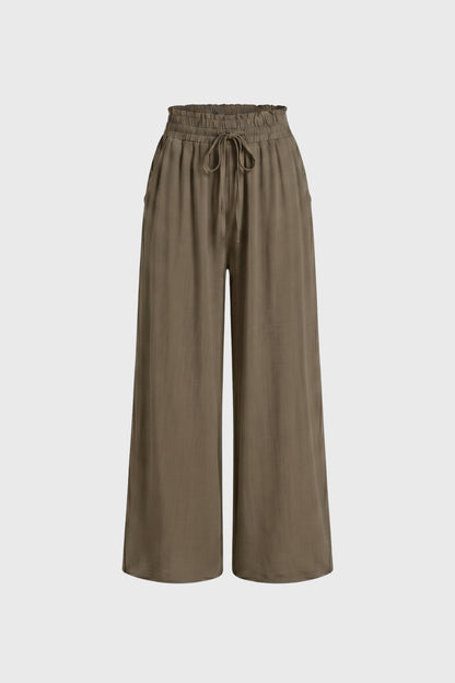 Wijde Broek Dames - Palazzo met Trekkoord | Hoge Taille