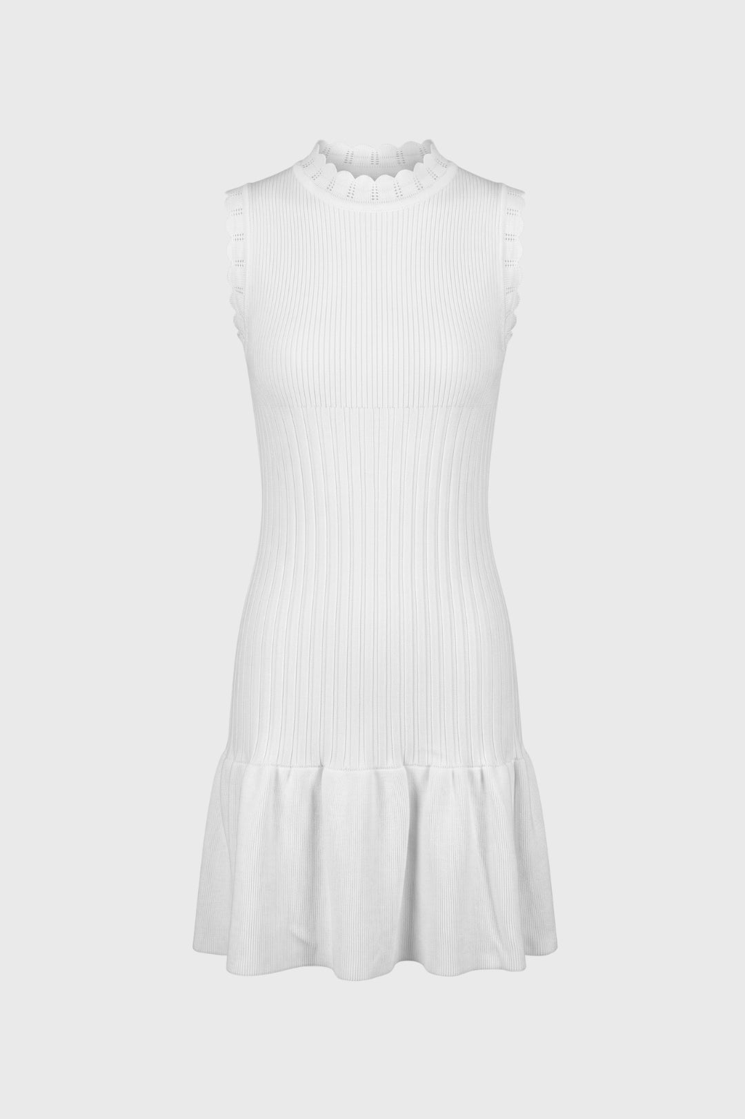 Mini Jurk Dames - Geribde Mouwloos | Hoge Kraag
