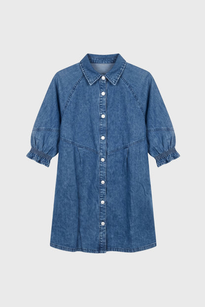 Mini Jurk Dames - Vintage Spijker | Knoopsluiting