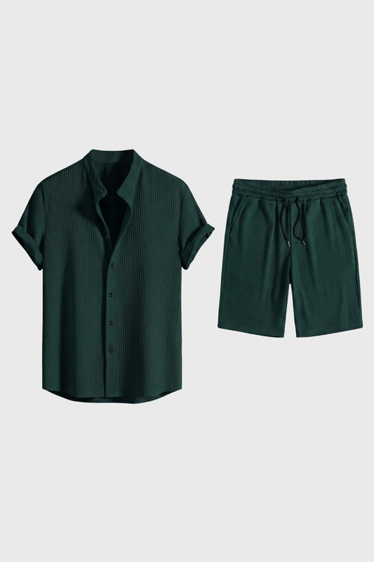 2-Delige Set Heren - Gestreept Overhemd met Korte Broek | Stijlvol