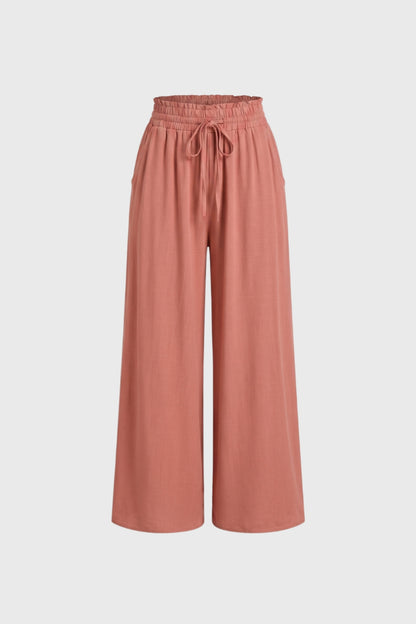 Wijde Broek Dames - Palazzo met Trekkoord | Hoge Taille
