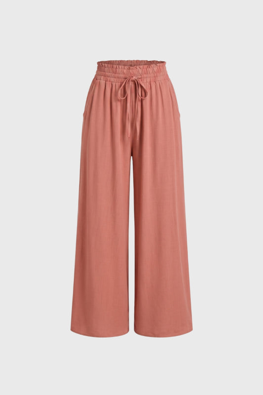 Wijde Broek Dames - Palazzo met Trekkoord | Hoge Taille