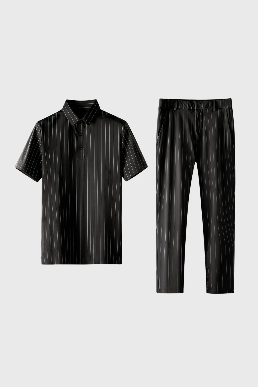 2-Delige Set Heren - Gestreept Polo met Lange Broek | Zakelijk