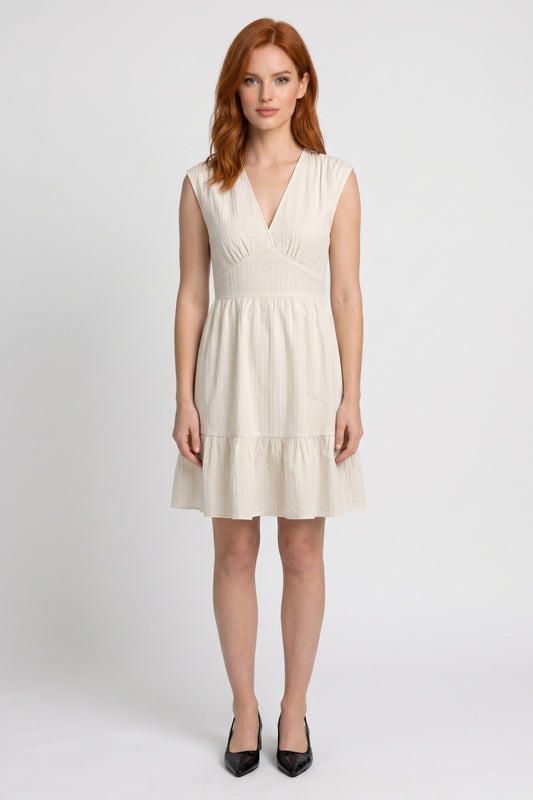 Mini Jurk Dames - Mouwloos met V-hals | Gelaagde Zoom
