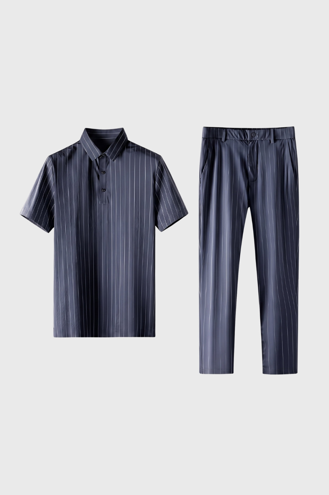 2-Delige Set Heren - Gestreept Polo met Lange Broek | Zakelijk