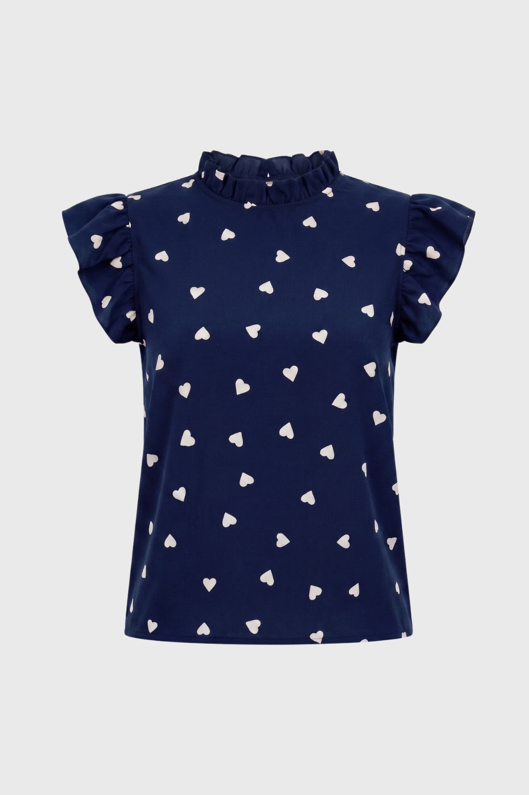 Top Dames - Hartenprint met Ruffle Mouwen | Speelse Stijl