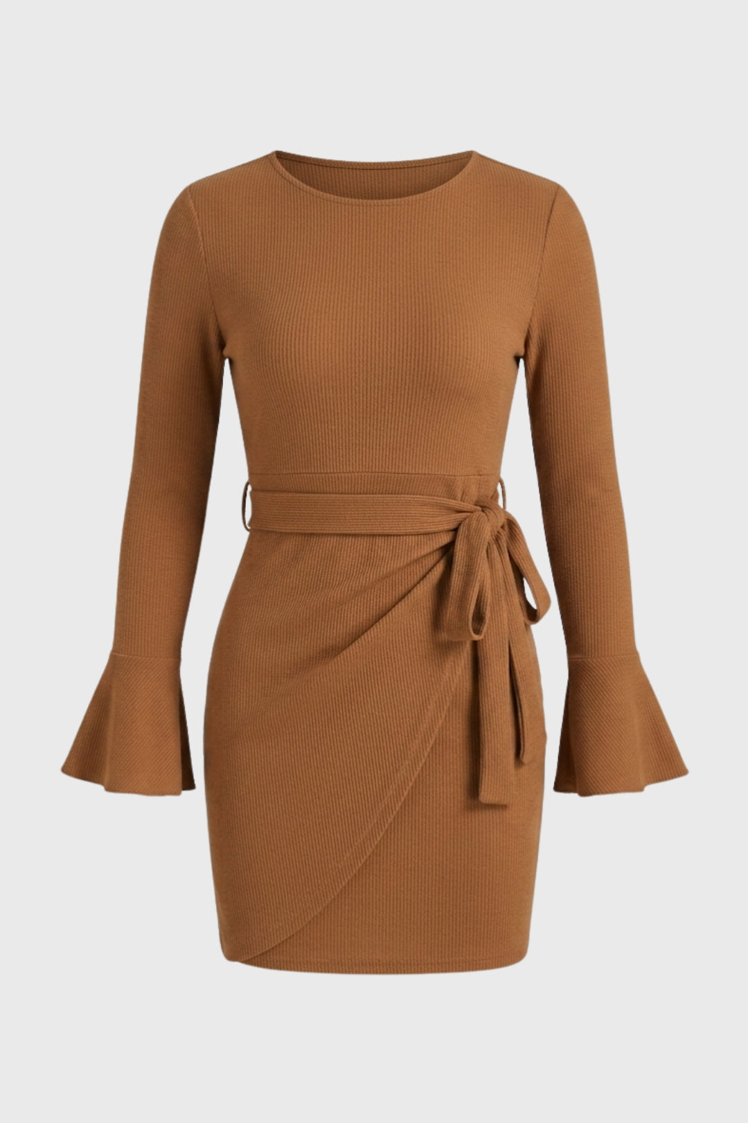 Mini Jurk Dames - Getailleerd met Flare Mouwen | Strikceintuur