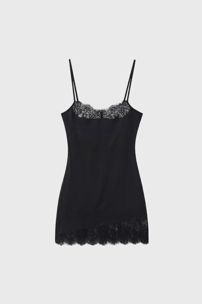Mini Jurk Dames - Kanten Details | Bandjes