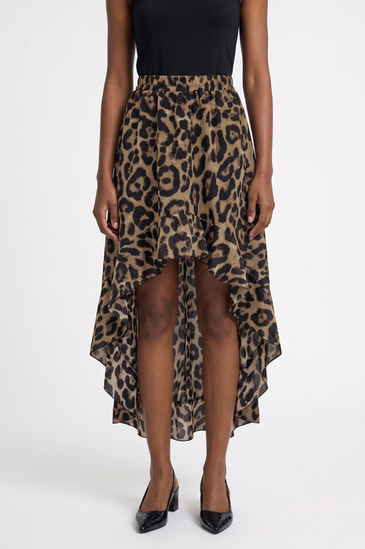 Midi Rok Dames - Asymmetrische Zoom met Elastische Taille | Print