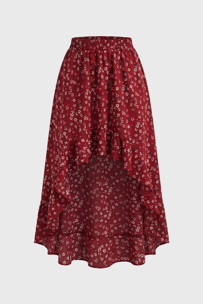 Midi Rok Dames - Asymmetrische Zoom met Elastische Taille | Print