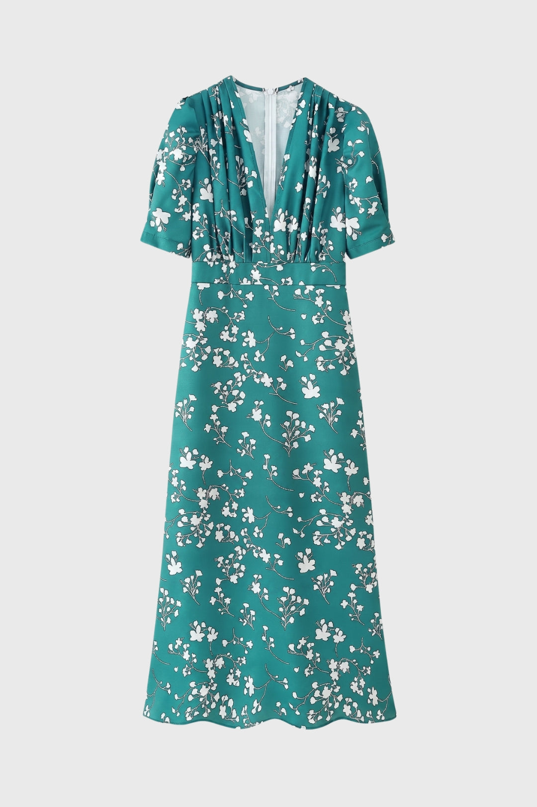 Midi Jurk Dames - Bloemenprint V-hals | Korte Mouwen