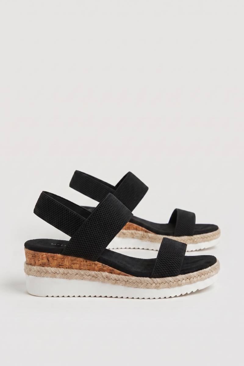 Sandaal Dames - Plateau met Kurk | Espadrille — Zwart