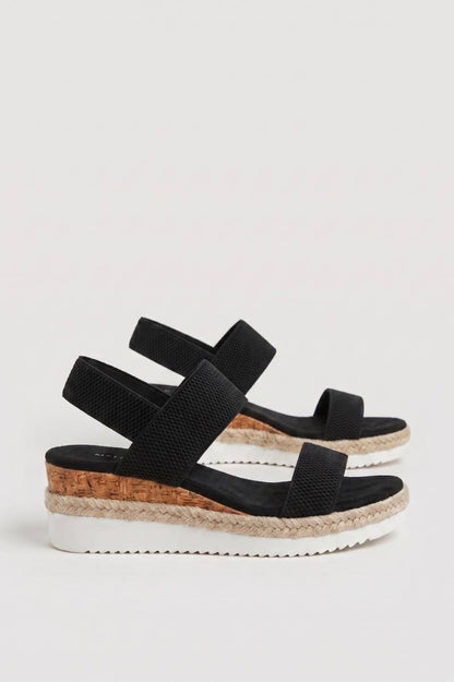 Sandaal Dames - Plateau met Kurk | Espadrille — Zwart