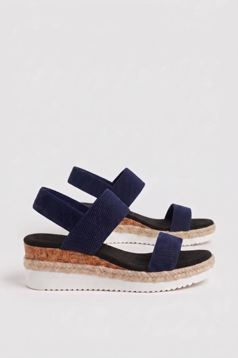 Sandaal Dames - Plateau met Kurk | Espadrille — Navy