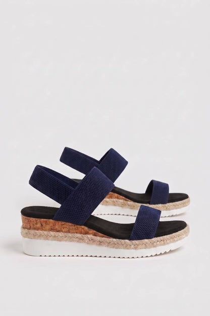 Sandaal Dames - Plateau met Kurk | Espadrille — Navy