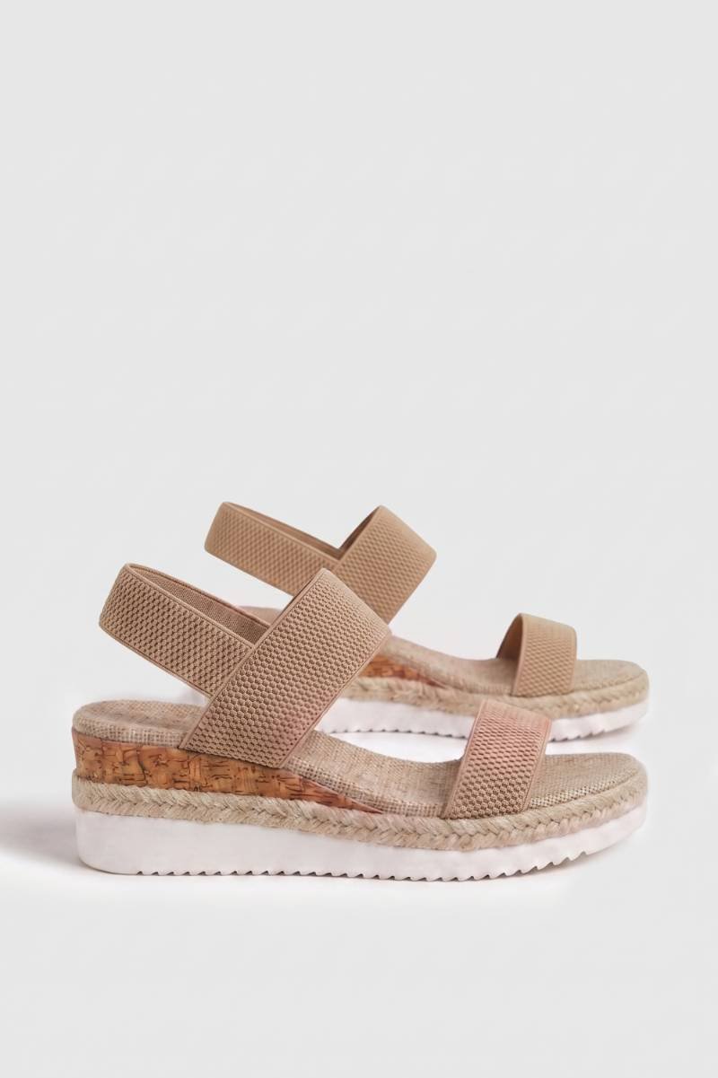Sandaal Dames - Plateau met Kurk | Espadrille — Beige