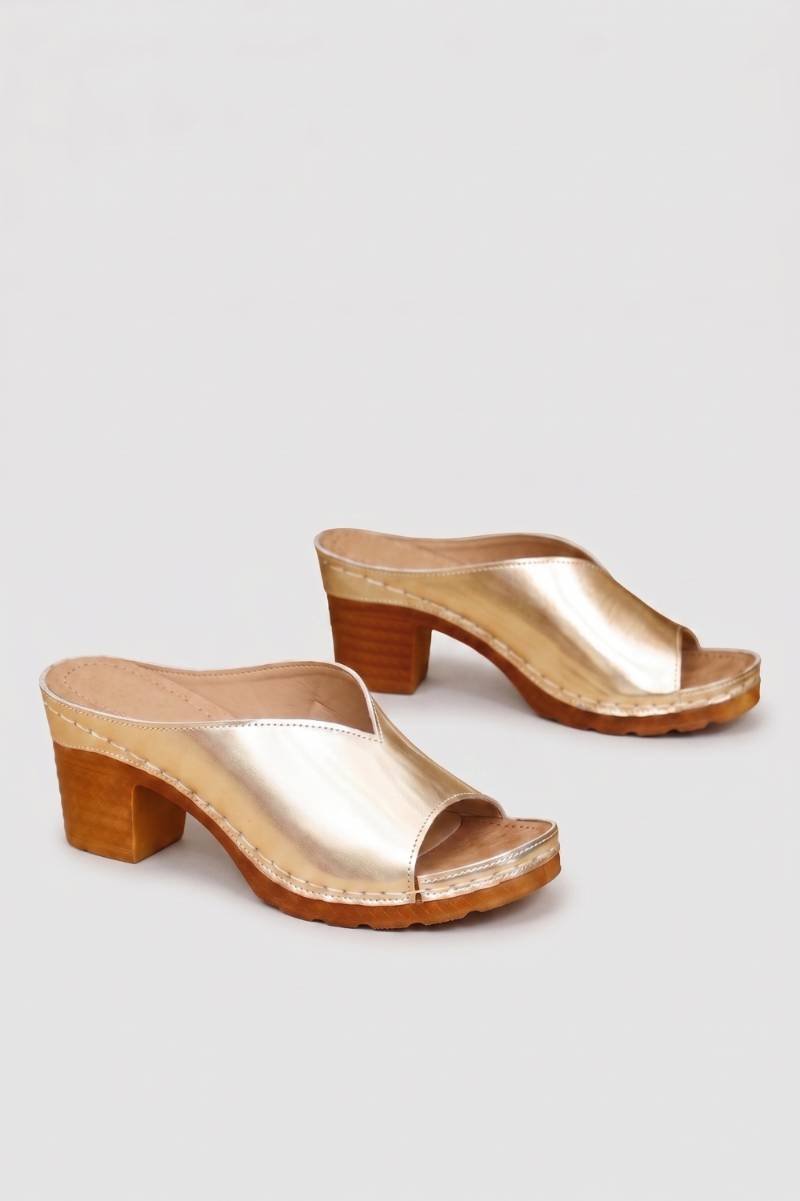 Sandalen Dames - Blokhak met Open Teen | Comfortabel — Goud