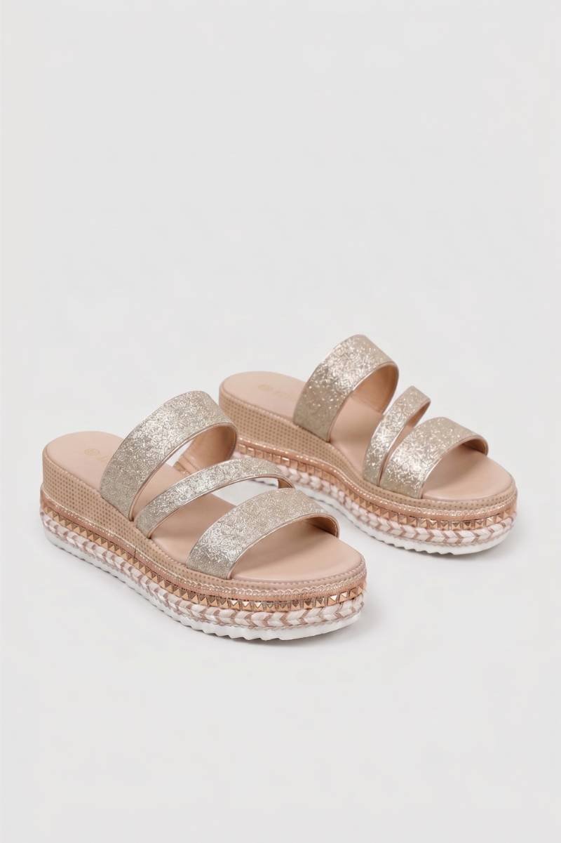 Sandalen Dames - Glitter Bandjes | Plateauzool
