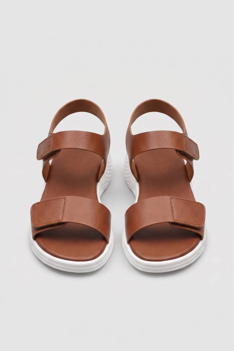 Sandalen Dames - Velcro Platform | Comfortabel — Cognac