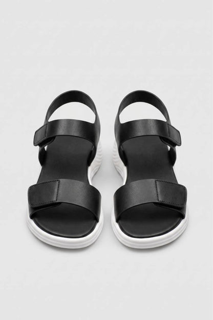 Sandalen Dames - Velcro Platform | Comfortabel — Zwart