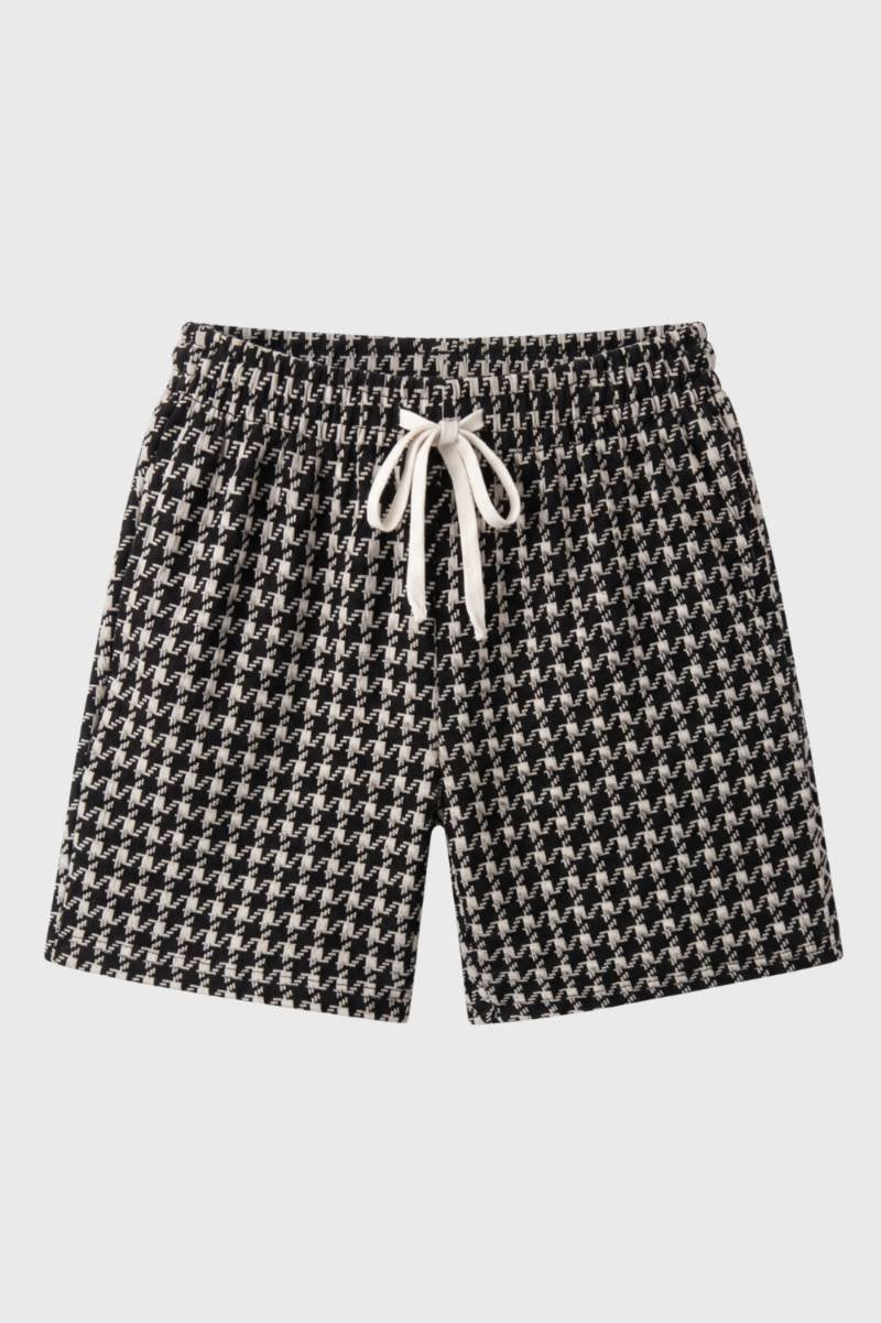 Shorts Heren - Geruit Patroon met Trekkoord | Comfortabel — Geruit Zwart-Wit