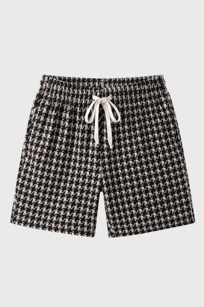 Shorts Heren - Geruit Patroon met Trekkoord | Comfortabel — Geruit Zwart-Wit