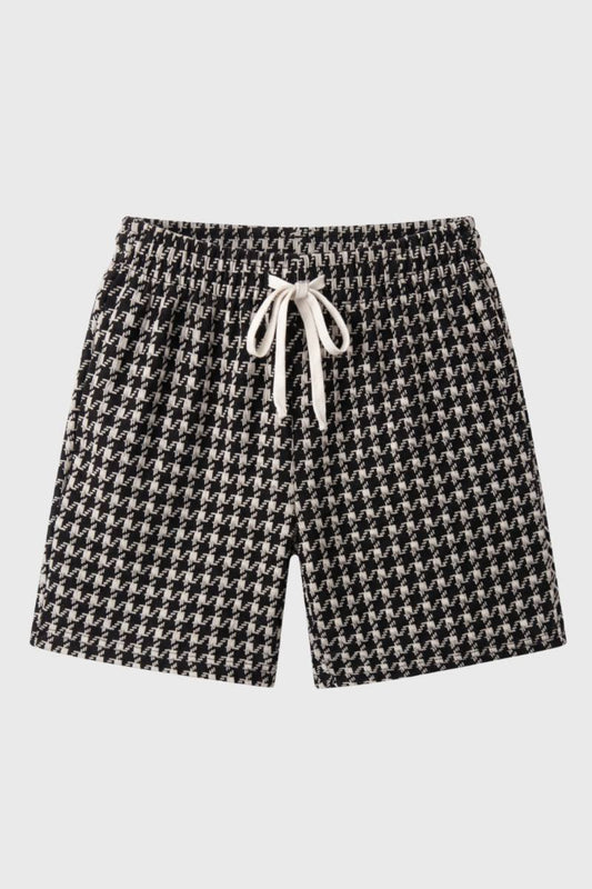 Shorts Heren - Geruit Patroon met Trekkoord | Comfortabel — Geruit Zwart-Wit