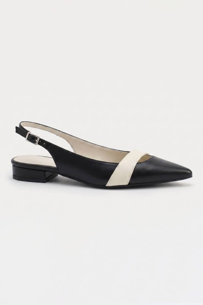 Slingback Pumps Dames - Spitse Neus | Lage Hak — Zwart