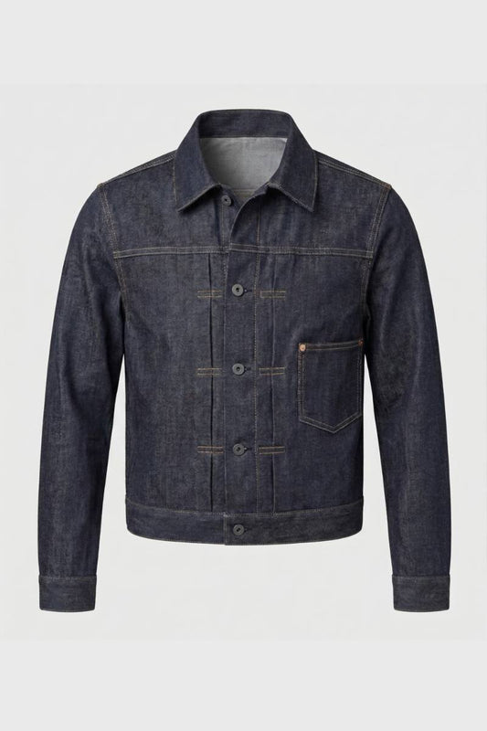 Spijkerjas Heren - Klassieke Trucker met Knoopsluiting | Retro - Donkerblauw