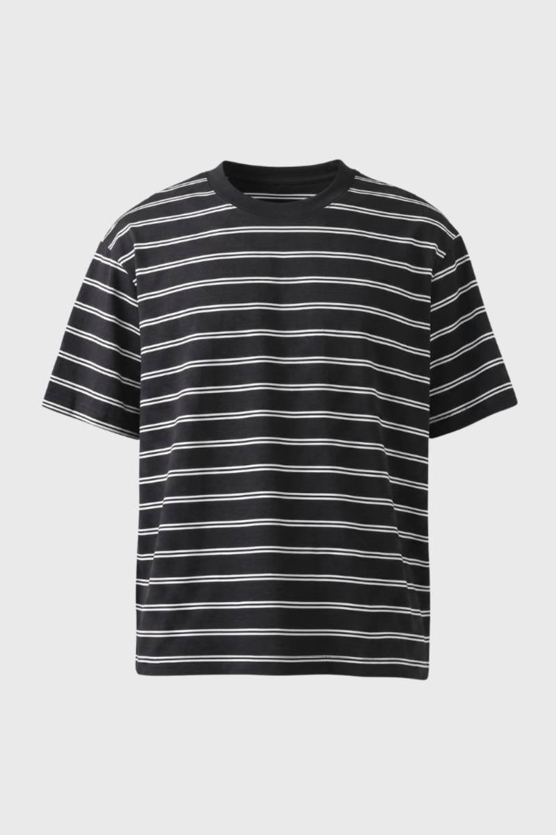 T-shirt Heren - Gestreept Oversized | Korte Mouwen — Gestreept Zwart