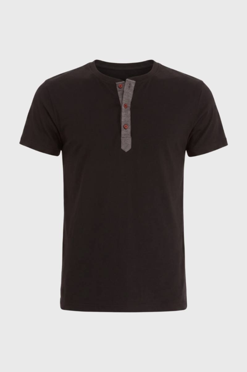 T-Shirt Heren - Henley met Knoopsluiting | Casual Stijl — Donkerbruin