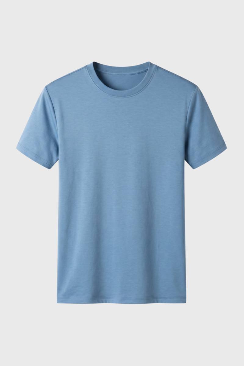 T-shirt Heren - Klassieke Ronde Hals | Comfortabele Pasvorm — Lichtblauw