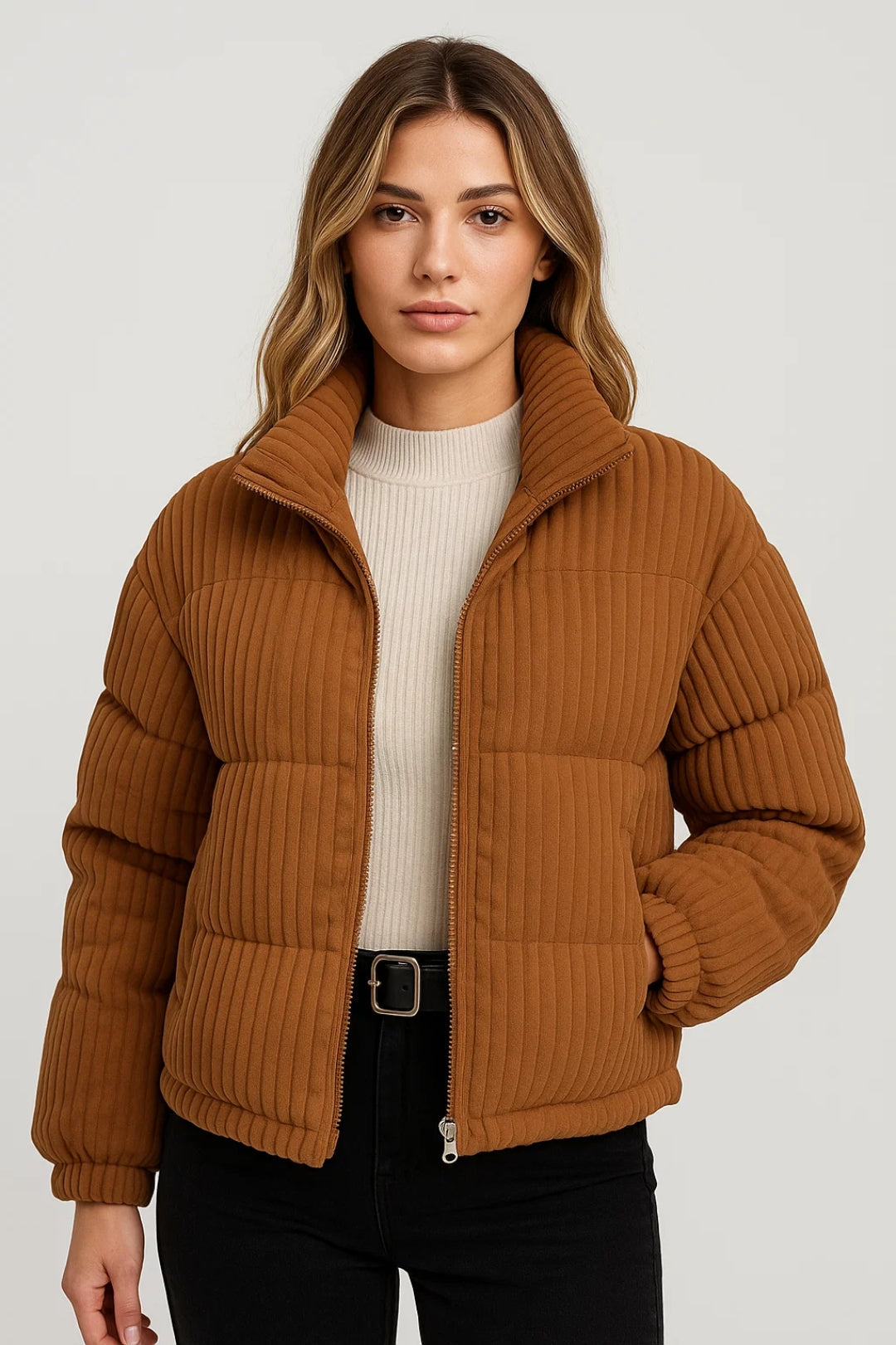 Korte Pufferjas | Damesjack met Ribstructuur | Warm en Trendy
