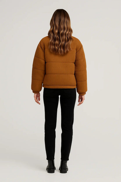 Korte Pufferjas | Damesjack met Ribstructuur | Warm en Trendy