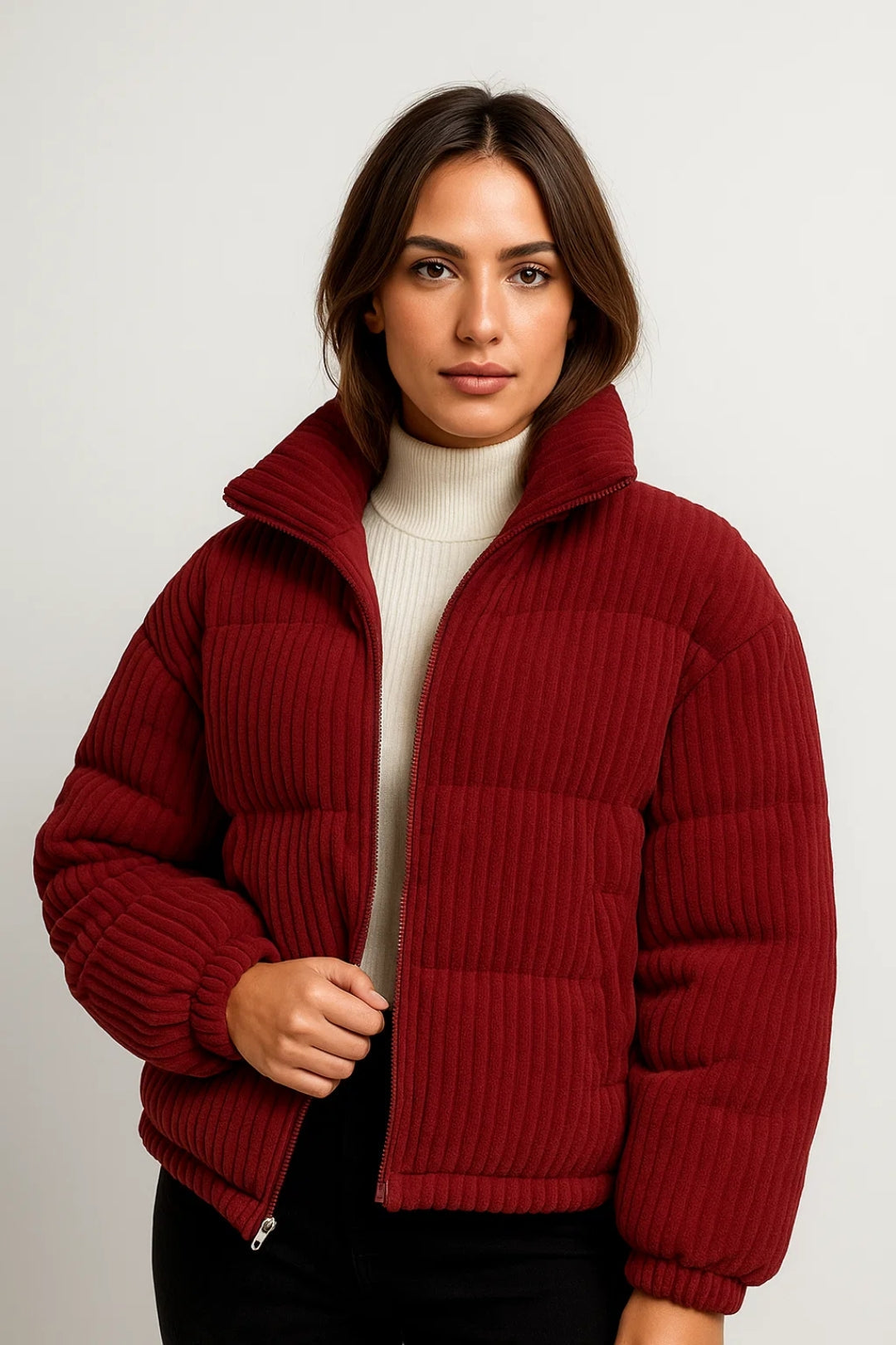 Korte Pufferjas | Damesjack met Ribstructuur | Warm en Trendy