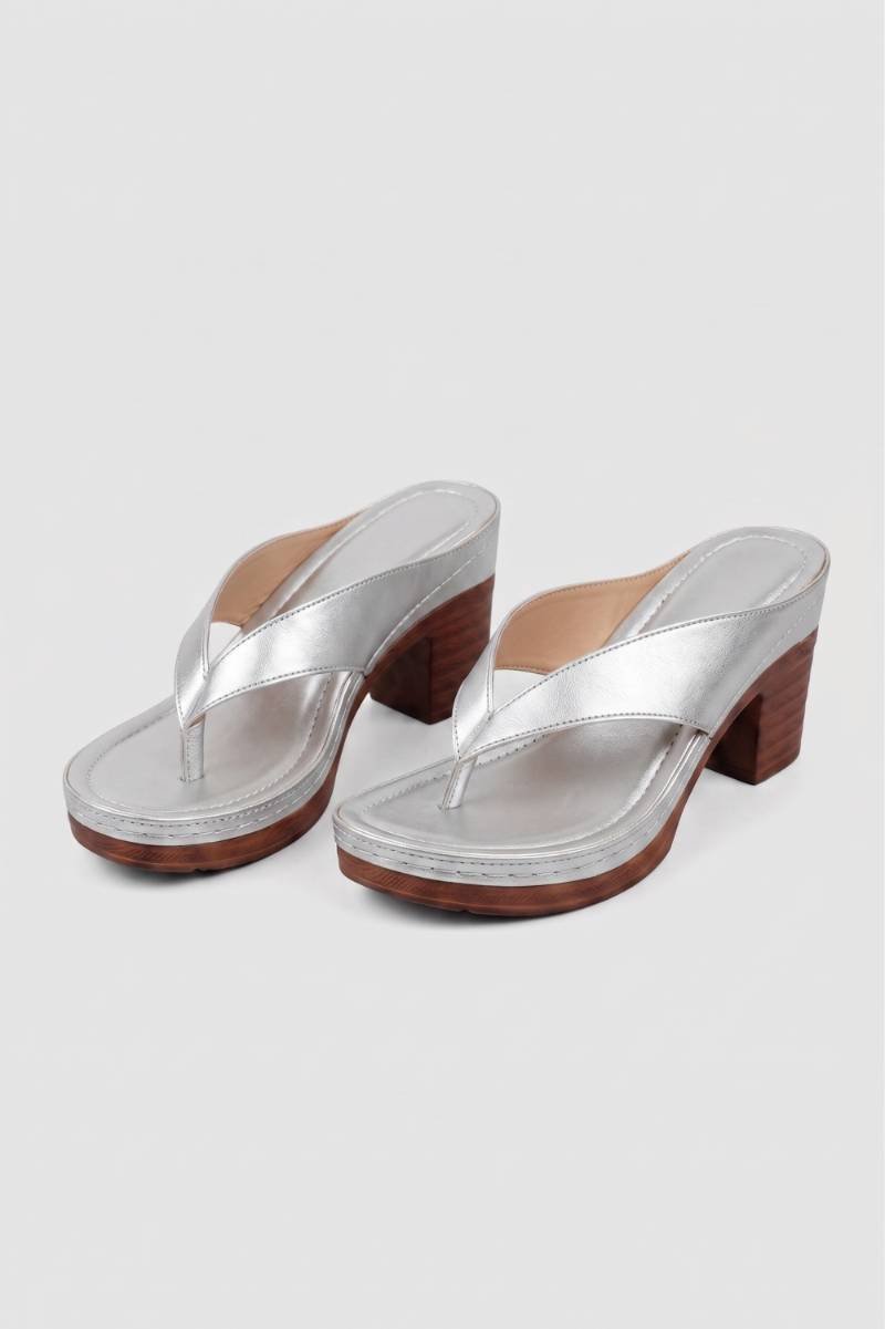 Teenslippers Dames - Platform Hak | Elegant — Zilver