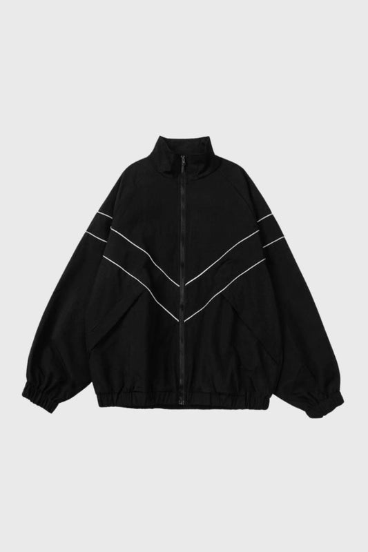 Trainingsjack Heren - Oversized Fit met Strepen | Casual - Zwart