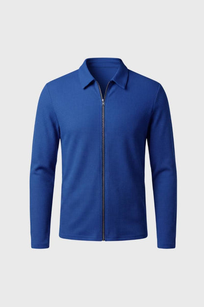 Vest Heren - Ritssluiting | Gestructureerd — Blauw