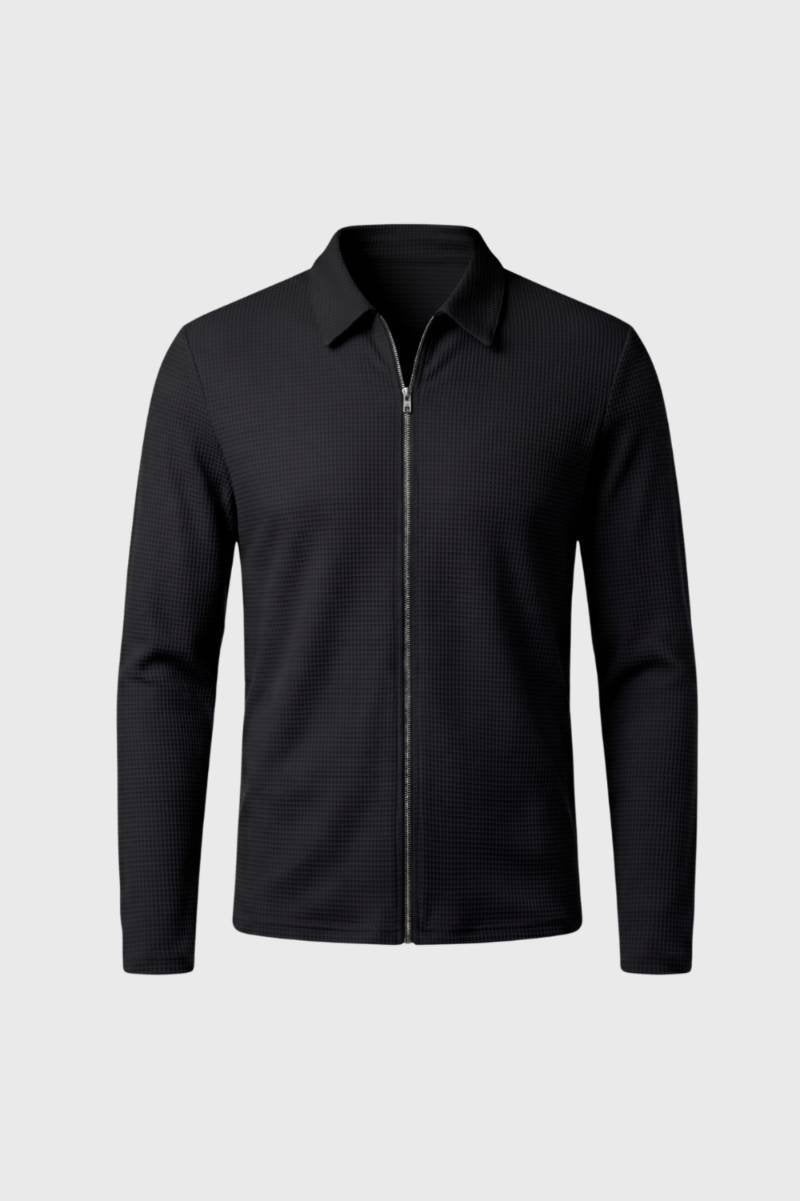 Vest Heren - Ritssluiting | Gestructureerd — Zwart
