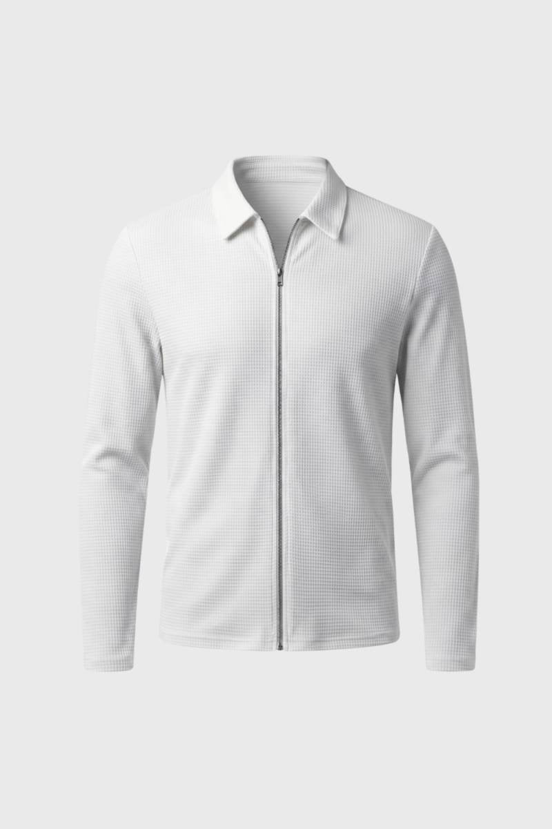 Vest Heren - Ritssluiting | Gestructureerd — Wit